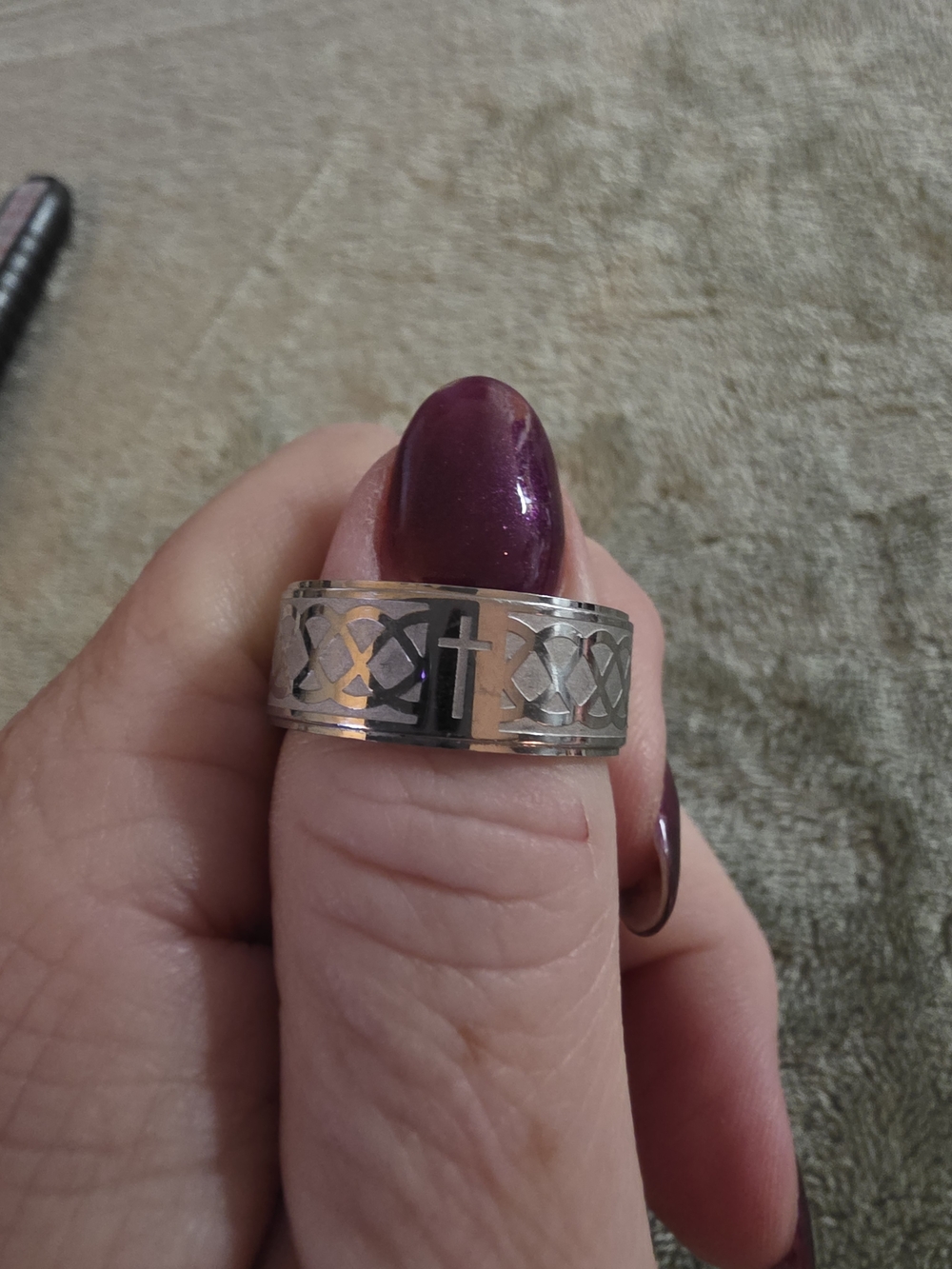 🎁3/$35-Sterling Silver Christian Celtic Knot Wide Band Ring - Size 11 🎁 - Picture 3 of 10